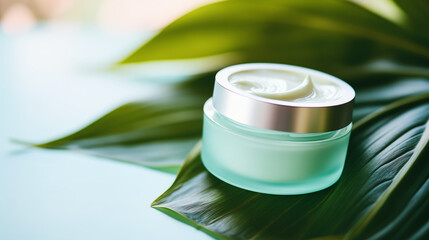 Sticker - cosmetic cream and leaf