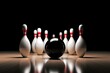 Picture of bowling ball hitting pins scoring a strike illustration. Ai generative.