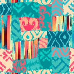 Leinwandbilder - Quilting design patchwork pattern with natural khaki colors. Vector pattern.