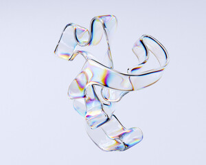 Wall Mural - colorful 3d fluid shape render holographic gradient, geometric art poster template, dispersion effec