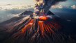 Aerial view of remote volcano eruption