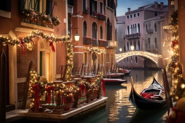 city canal grande , gondolas country, gondola in winter christmas