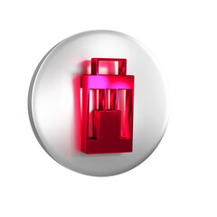 Poster - Red Vape mod device icon isolated on transparent background. Vape smoking tool. Vaporizer Device. Silver circle button.