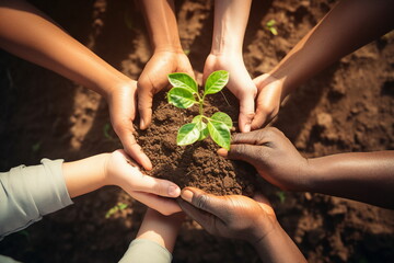 many man hands hold plant seed in soil