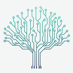 Wall Mural - Circuit technology tree on white background. Computer engineering hardware system. Vector
