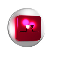 Sticker - Red Buzzer in electronic circuit icon isolated on transparent background. Silver circle button.