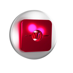 Poster - Red Voltmeter electronic component icon isolated on transparent background. Electricity physics scheme for education. Silver circle button.