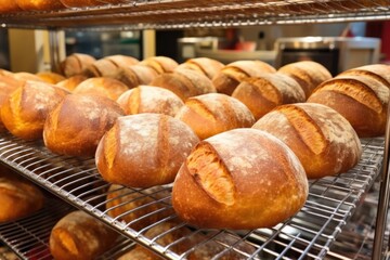 Sticker - freshly baked bread cooling on wire racks