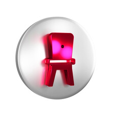 Sticker - Red Chair icon isolated on transparent background. Silver circle button.