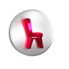 Canvas Print - Red Chair icon isolated on transparent background. Silver circle button.