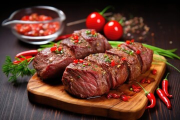 Poster - charred chops with red chili garnish