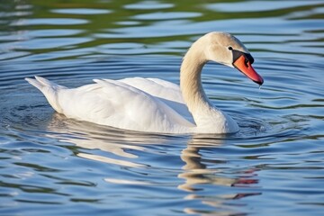 Poster - a swans straight beak while swimming on a lake