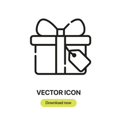 Poster - Gift icon vector. Linear-style sign for mobile concept and web design. Gift symbol illustration. Pixel vector graphics - Vector.