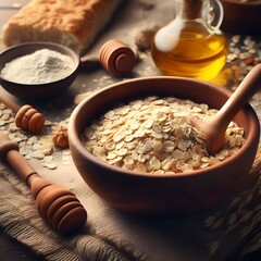 Wall Mural - oatmeal in a bowl