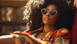 Stylish woman in sunglasses , black history month