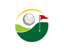 Golf Yard With Golf Ball Vector Illustration Logo