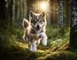 young wolf in forest