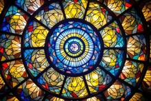 Kaleidoscopic Spirals In Stained Glass Windows