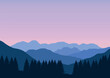 Landscape mountains and forest. Vector illustration in flat style.
