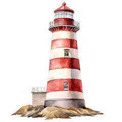 watercolor lighthouse, whale lighthouse for graphic resources