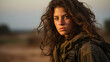 Determined Israeli Woman Soldier: Outdoor Combat Survivor