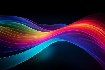 Wall Mural - curved colorful neon light waves.