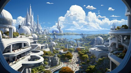 Canvas Print - Futuristic city in future, holographic city