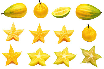 Wall Mural - a collection of starfruit isolated on a transparent background, generative ai