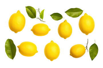 Wall Mural - a collection of lemons isolated on a transparent background, generative ai