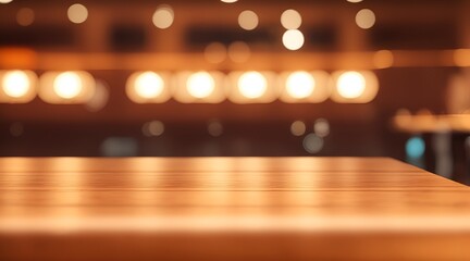 Wall Mural - Empty wooden table and blurred background