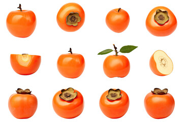 Wall Mural - a collection of persimmons isolated on a transparent background, generative ai