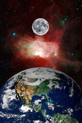 Wall Mural - earth and moon in space