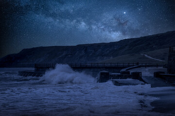 Rising Milky Way over South Bay Scarborough UK