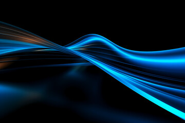 Blue glowing wavy line background. Abstract futuristic wallpaper technology sci fi concept.