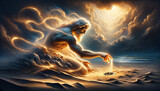 Fototapeta  - The Creation of Adam by God : The Biblical Creation from the Book of Genesis.