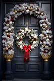 Fototapeta Las - christmas wreath hanging on the door
