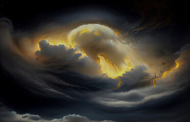 Wall Mural - abstraction is something that is not really an illusion, the sky is gold, a dark background
