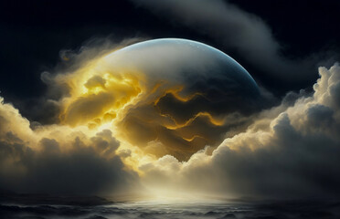 Wall Mural - abstraction is something that is not really an illusion, the sky is gold, a dark background