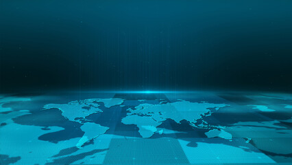 Wall Mural - futuristic technology digital business world map background