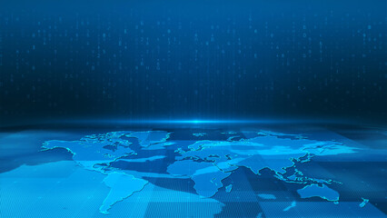 Wall Mural - digital business technology world data code map background