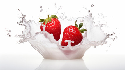 Wall Mural - Milk Splash with fresh Strawberries