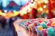 colorful candy sweets on christmas market