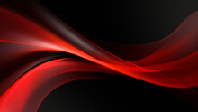 Abstract Red Black Waves Design With Smooth Curves And Soft Shadows On Clean Modern Background. Fluid Gradient Motion Of Dynamic Lines On Minimal Backdrop