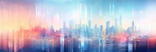 Bright Holographic Cityscape Background