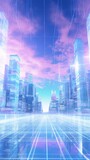 Fototapeta Nowy Jork - Bright holographic cityscape background