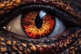 Fototapeta  - Dragon lizard reptile green face eye eyesight pupil close animal nature closeup macro