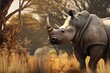 White rhinoceros Ceratotherium simum, rhino in the wild, AI Generated