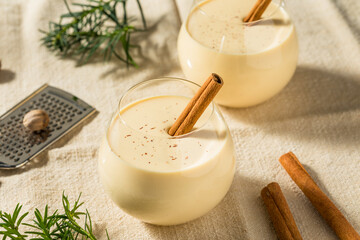 Canvas Print - Boozy Cold Eggnog Cocktail with Rum