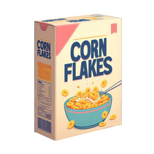 Corn Flakes Package Box Isolated On White Transparent Background, Png,