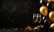 © ink drop - Happy new year background with balloons and glasses of champagne